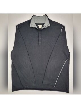 Carbon 2 Cobalt Men's XL Gloaming Sweater Cashmere Blend Black Henley Pullover